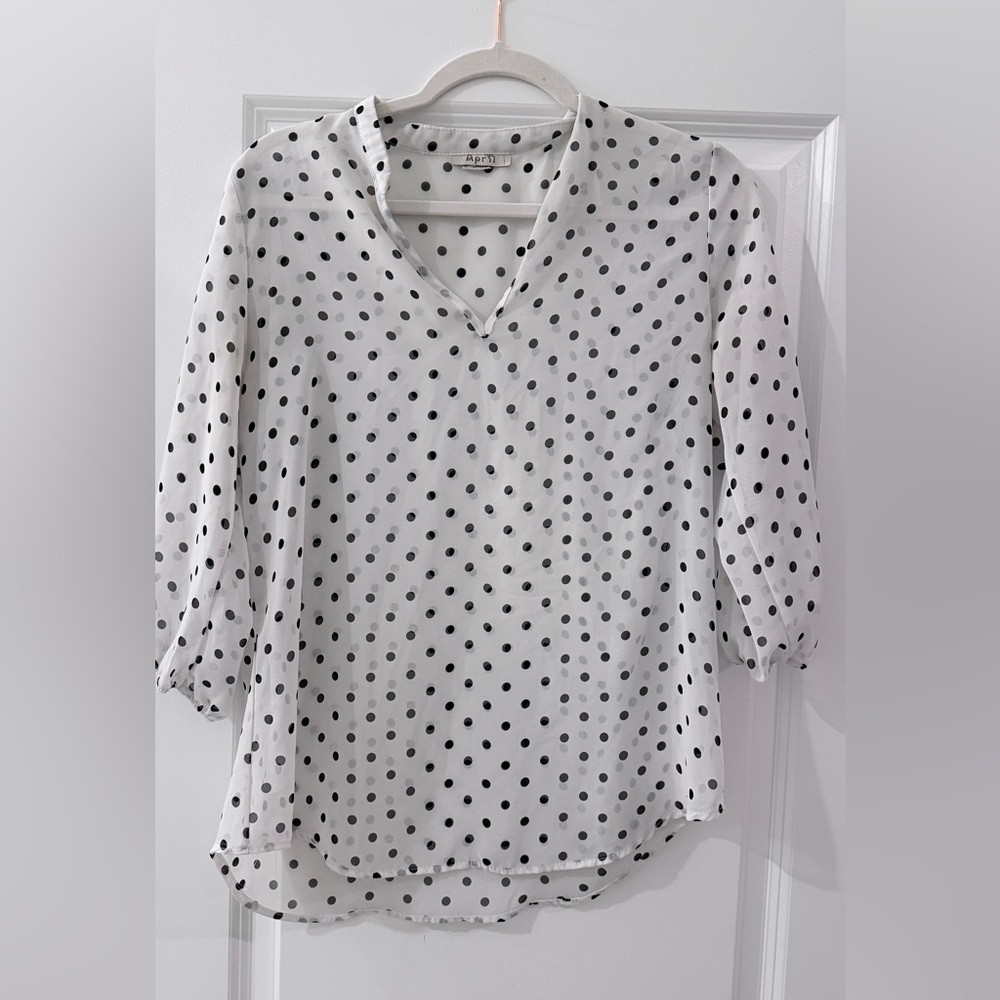 Elegant White Polka Dot Blouse
